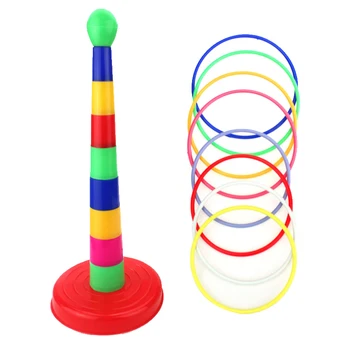 

18 Inch Brightly Colorful Plastic Sport Ring Toss Game Set for Kids,Stacked Toys,Ring Toy(Random Color)