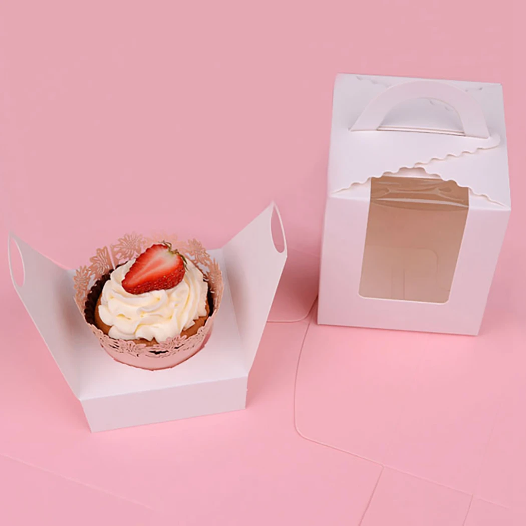 New Mini Biscuit Candy Box Single Muffin Box Portable Pink Window Cupcake Box Mousse Mud Pudding Bottle Packaging Cup Kids Gift - Image 6