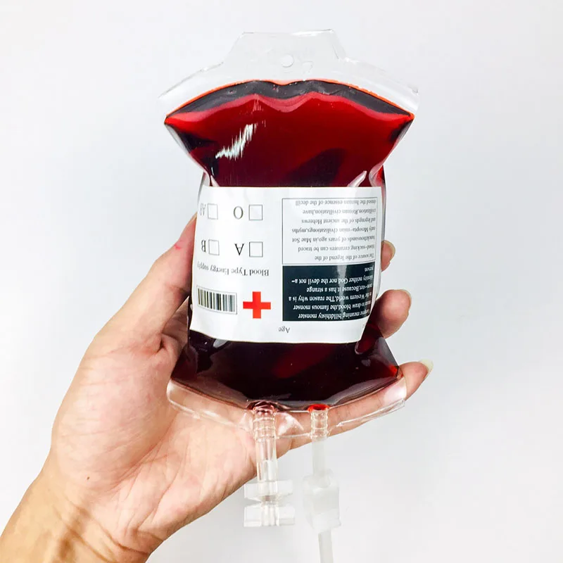

250ml Transparent Food Grade Medical PVC Material Reusable Blood Energy Drink Bag Cosplay Halloween Vampire Pouch Props