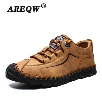 

New Soft Men Casual Shoes Handmade Leather Loafers Men Italy Rome Shoes Quality Split Leather Flat Moccasins Men Sneakers