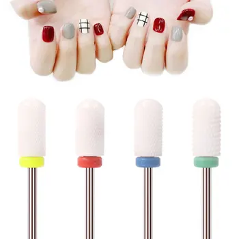 

4pcs Nail Drill Bits Ceramic Practical Round Manicure Drill Bit Nail Polish Head Nail Grinding Head for Women Girls Ladies