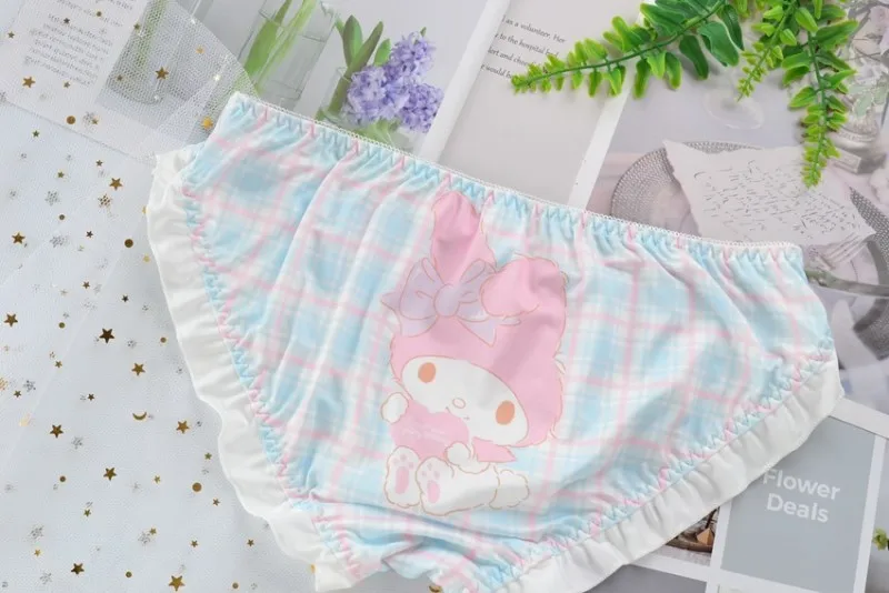 LEECHEE Japanese Briefs Milk Silk Panty Ladies Kawaii Cartoon Puppy Bunny Underwear Anime Printing Young Girl Student Underpants women's underwear