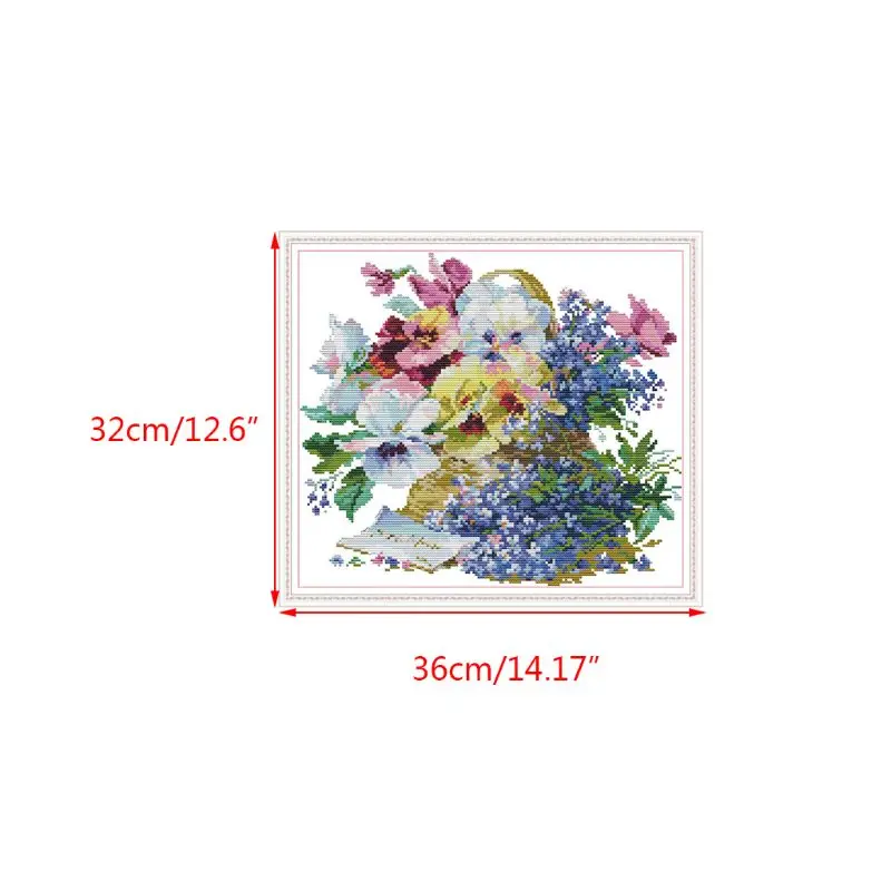 Flower DIY Handmade Needlework Counted 14CT Printed Cross Stitch Embroidery Kit Q6PE