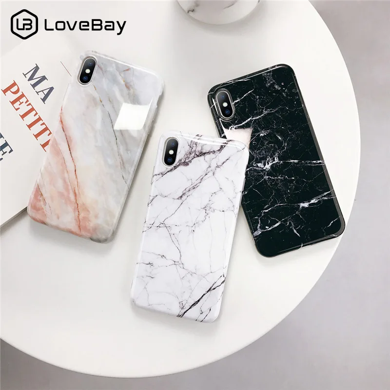 

Lovebay Glossy Marble Pattern Case Cover Shells For iphone X XR XS Max 6 6S 7 8 Plus Soft Fashion Shockproof Phone Back Cases