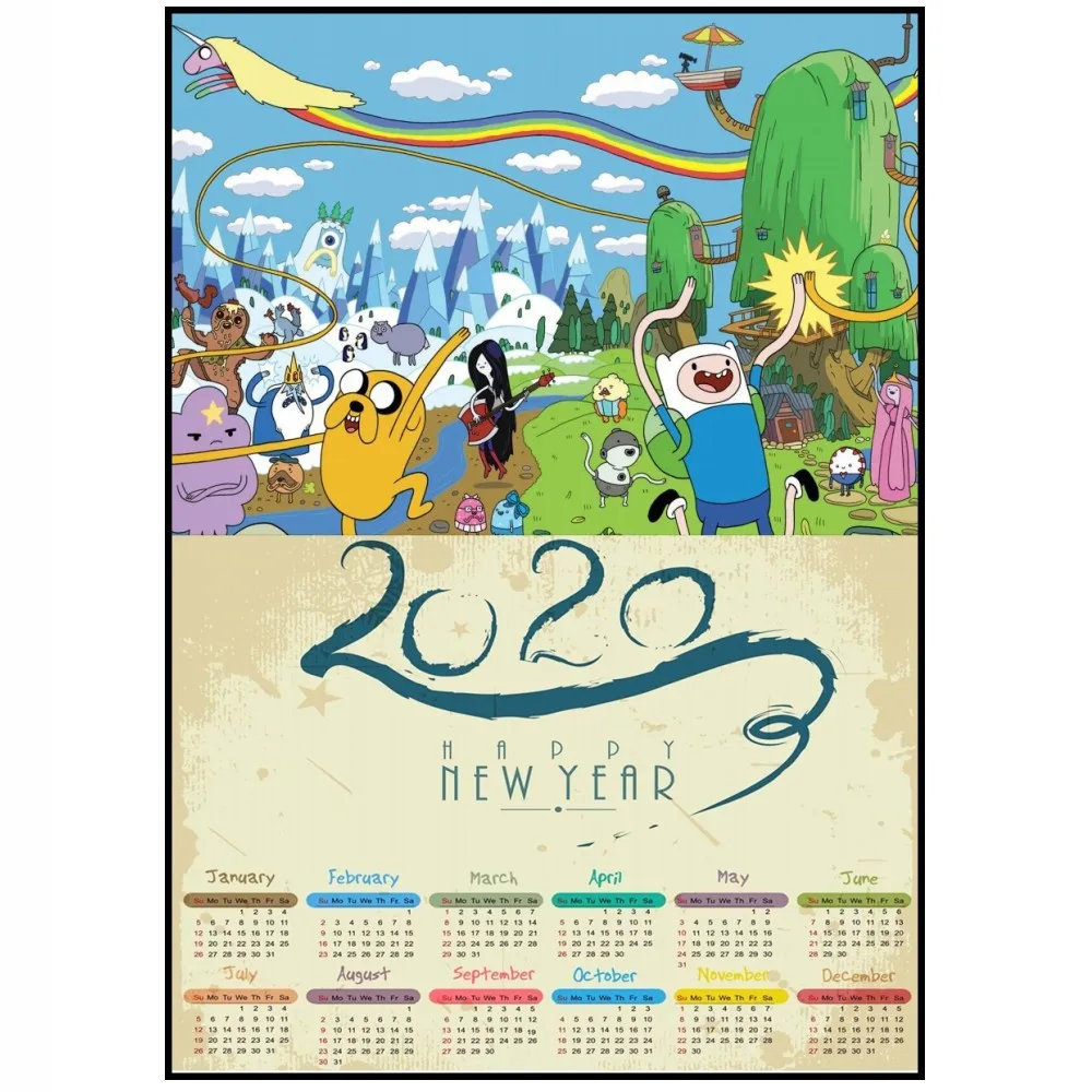 Adventure Time Illustration Desk Calendar 2020 Year Cute Design Free Shipping