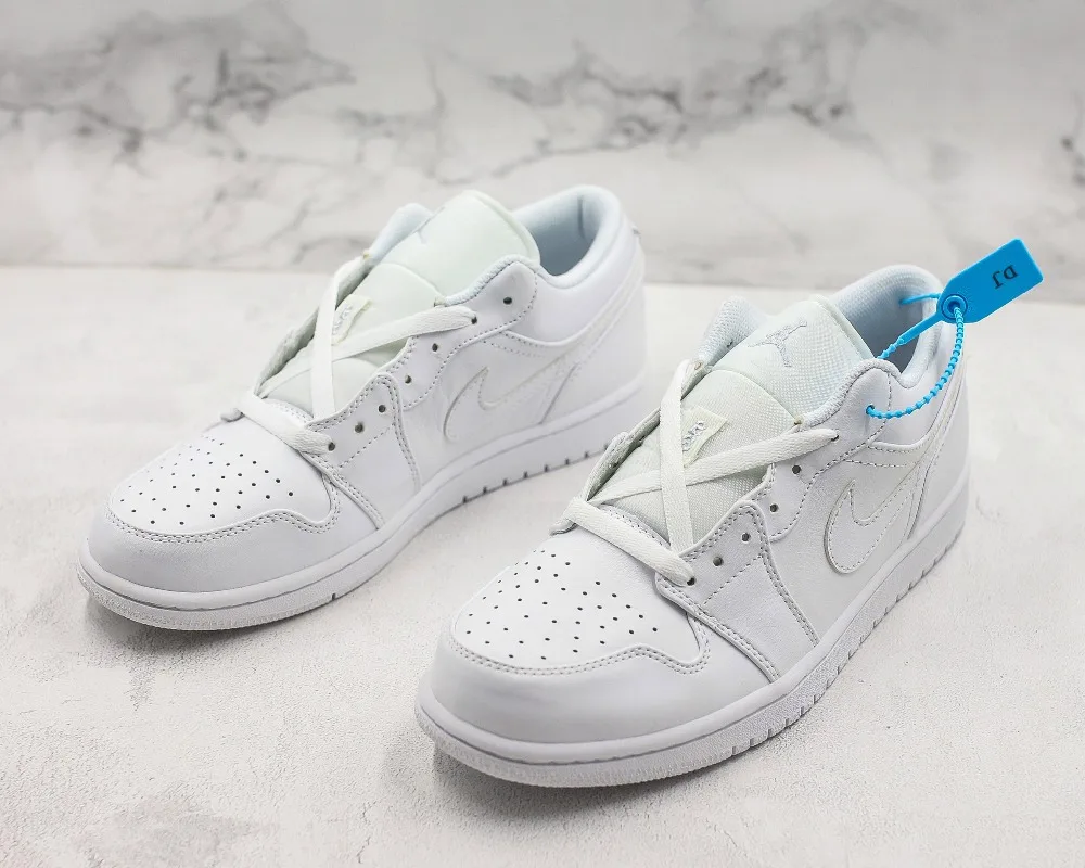 Оригинальные мужские кроссовки NIKE Air Jordon 1 Low AJ1, белые мужские повседневные баскетбольные кроссовки 553558-170