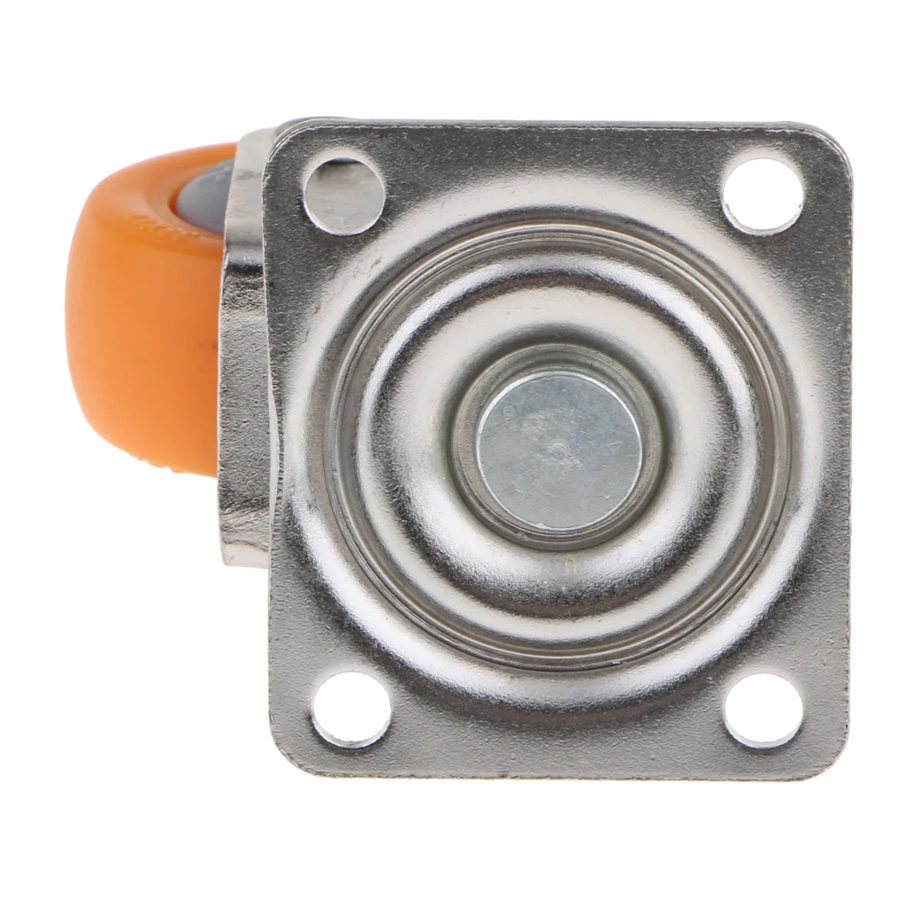 4 Pcs 1.5inch Orange Nylon 360 Degree All Swivel Caster Wheels Plate Caster For Trolleys with Mounting Plate