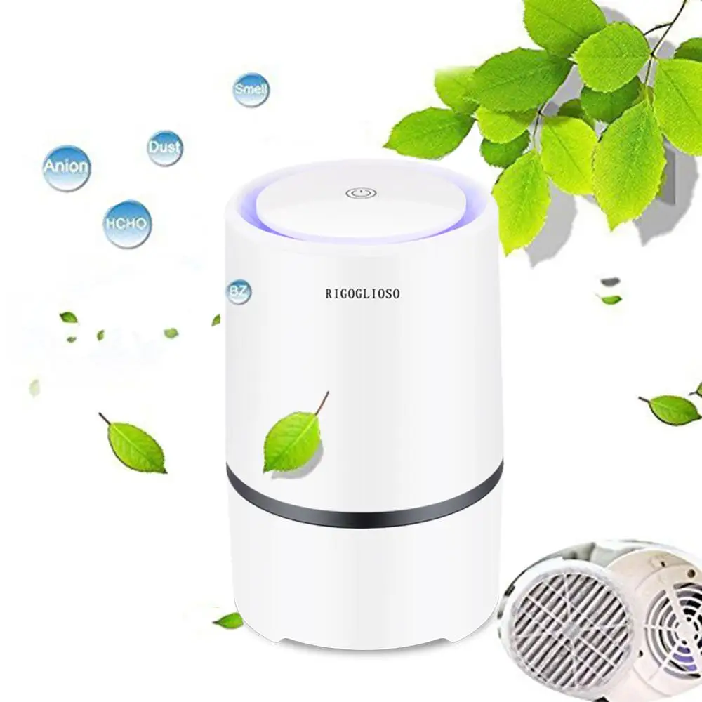 

RIGOGLIOSO Air Purifier for Home HEPA Filters Low Noise Portable Air Purifier with Night Light Desktop USB Air Cleaner GL2103