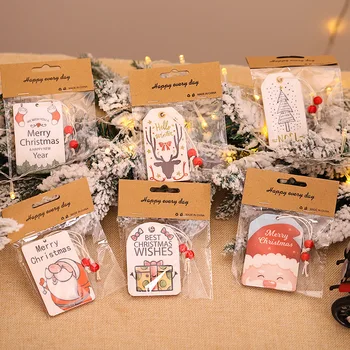 

2pcs/lot Christmas Ornaments Wood Tree Decorations Wooden Hanging Crafts Santa Claus Snowman Ornaments Gift Label Tags Decor