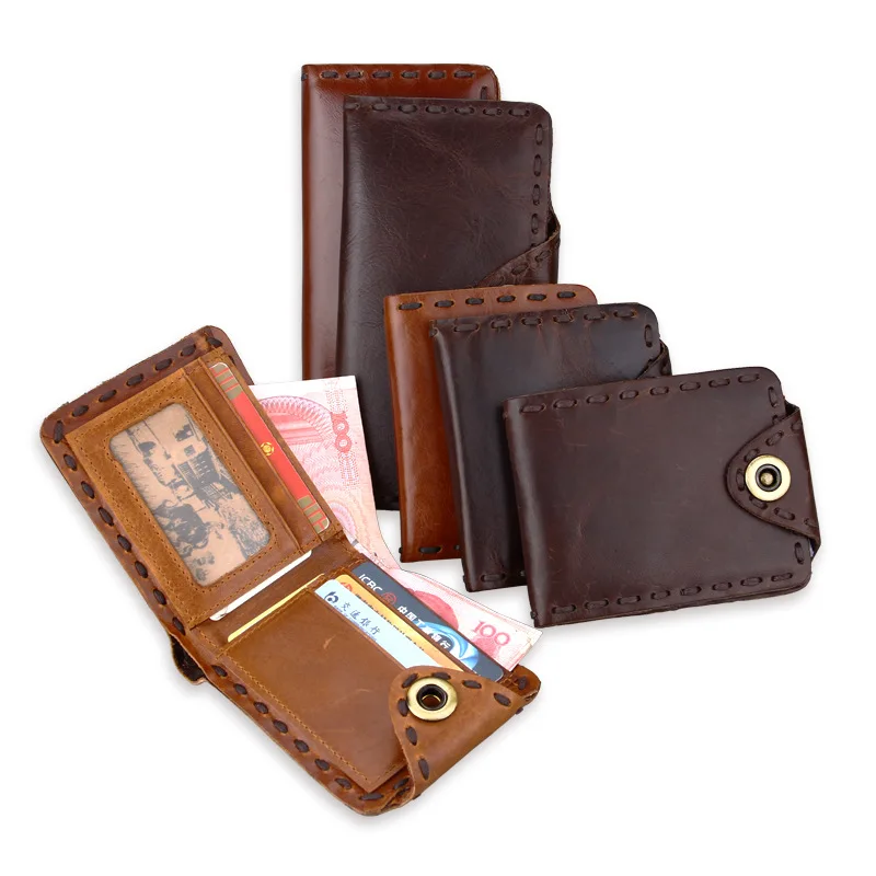 

New Cowhide Vintage Wallet Luxury Mens Genuine Leather Bifold Hasp Wallet Credit ID Card Holder Purse Short Long Style Wallet