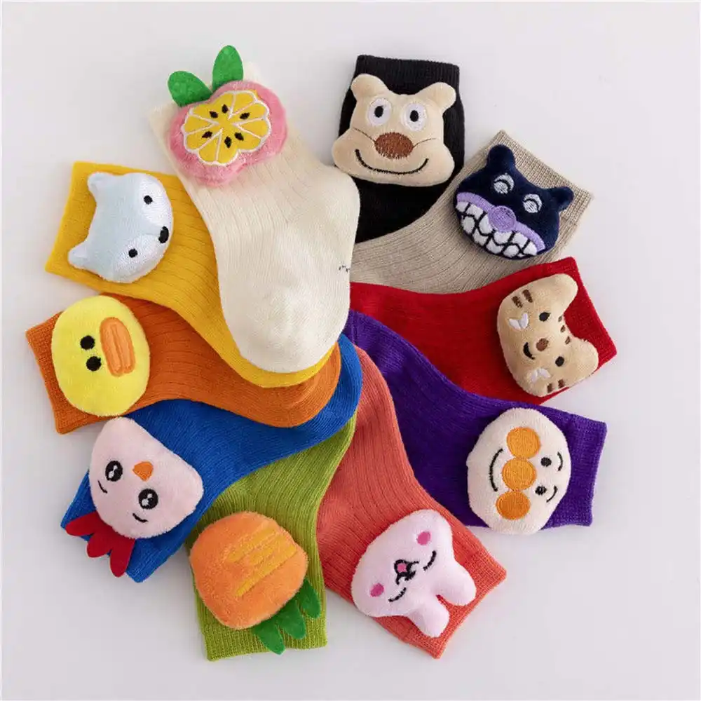 子供の綿の靴下三次元の漫画かわいい人形靴下男性と女性ベビーソックス潮フロアソックス Aliexpress