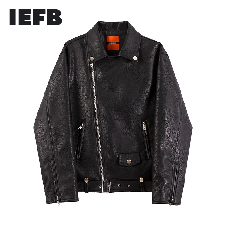 white leather jacket men IEFB 2022 Spring Fashion New PU Leather Black Jackets For Men Korean Trend Handsome Oversize Loose Coat High Quality Cloth 9Y885 western leather jacket