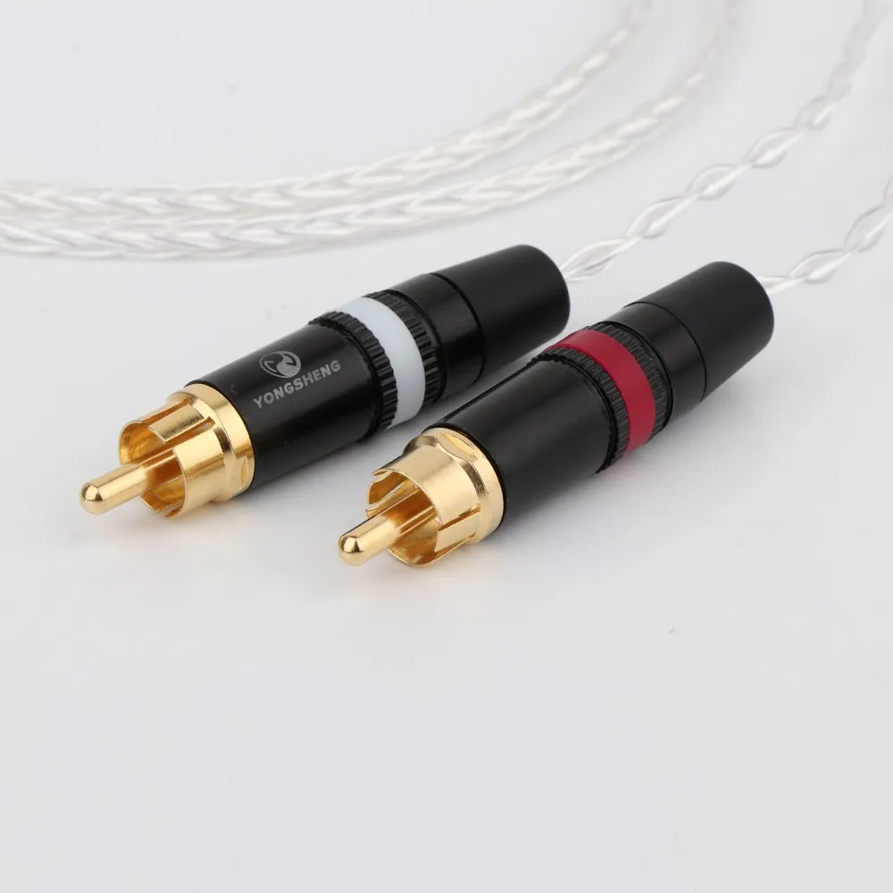 Hi end 3 5mm Balanced Male to RCA Plug Aux Cable 19x 0 1mm Silver Wire Headphone Amp