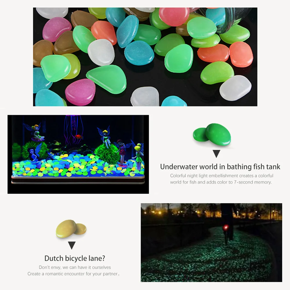 100Pcs Glow Stones for Outdoor and Aquarium