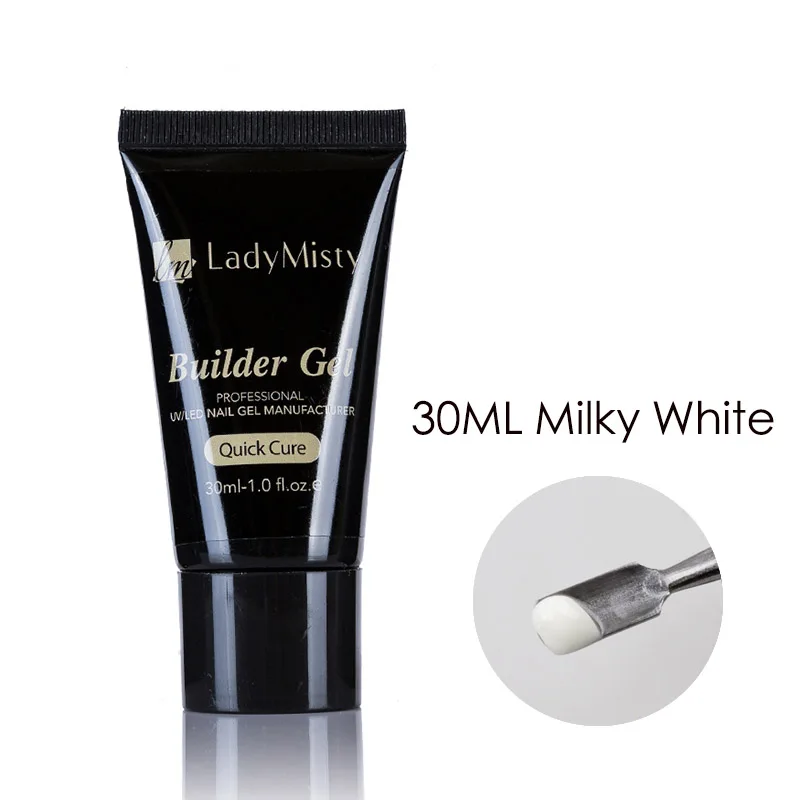 30ML Milky White 30 мл акриловый полигель для наращивания ногтей розовый белый металл с прозрачными кристаллами строительный УФ-гель для наращивания ногтей светодиодный полигель для наращивания - Цвет: 30ML Milky White
