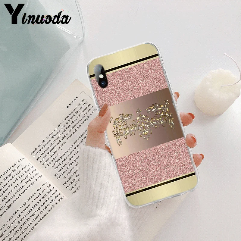 Love Heart Gold Rose Marble Stripes