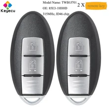 Keyecu 2 x smart carro de controle remoto chave-2 botão 315mhz id46 chip-fob para nissan micra k13 março k13 folha 2012-2016 twb1j701