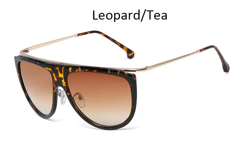 Leopard Tea Женские солнцезащитные очки-авиаторы с плоским верхом, мужские роскошные брендовые дизайнерские градиентные Квадратные Солнцезащитные очки, женские негабаритные солнцезащитные очки из сплава, черные Оттенки UV400 - Цвет линз: Leopard Tea