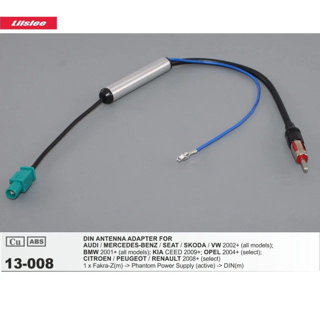 Cable adaptateur Fakra Iso pour antenne autoradio BMW VW Renault noir