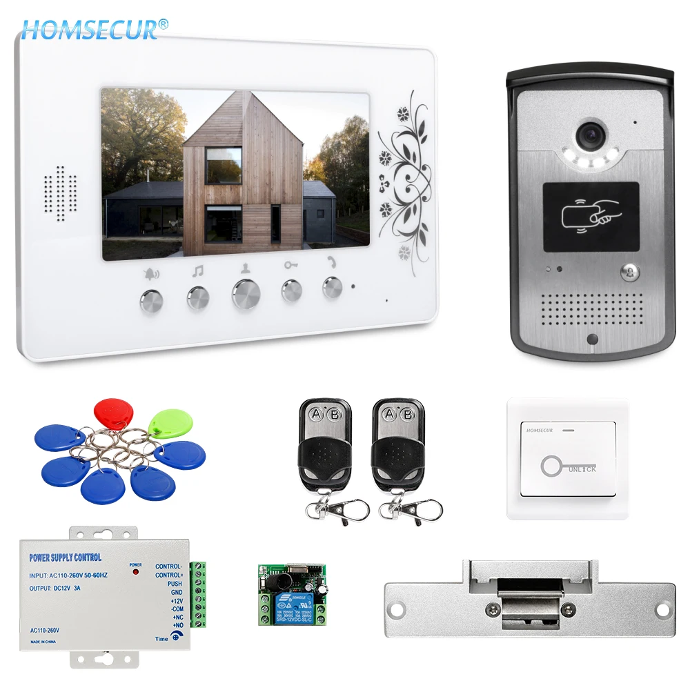 HOMSECUR 7\ Video Door Phone Intercom System RFID Unlock Electric lock Keyfobs Power Supply for House/Apartment RU Shipment HOMSECUR 7\ Video Door Phone Intercom System RFID Unlock Electric lock Keyfobs Power Supply for House/Apartment RU Shipment