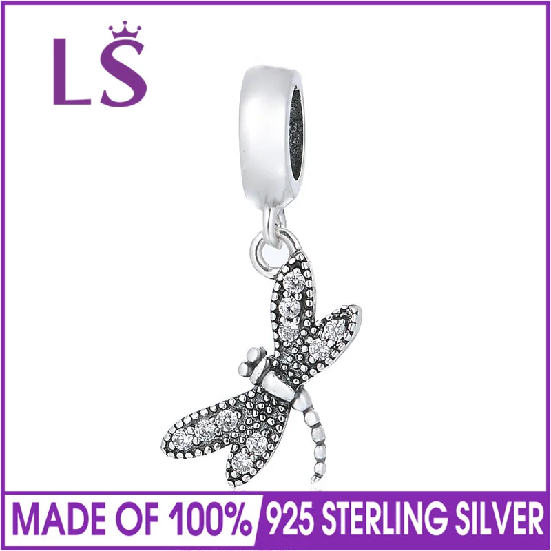 LS Классическая Подвеска в виде стрекозы 925 Серебряные циркониевые бусы браслет ожерелье сделай сам женские ювелирные изделия