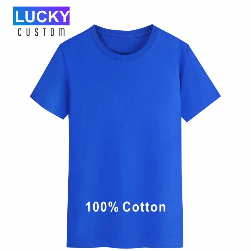 2020 летняя хлопковая трендовая футболка LUCKY с круглым вырезом модная повседневная