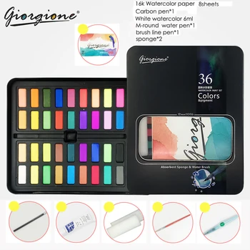 

JIANWU 1pc solid painting watercolor pigment suit 36 color sketch profession Powder watercolor paper iron box Art supplies