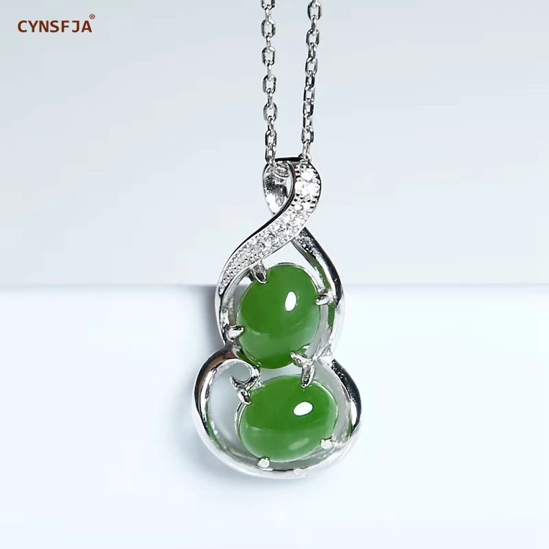 CYNSFJA Реал Certified(Hetian) нефрита Jade Jasper 925 пробы серебряные ювелирные изделия амулеты и Нефритовой подвеской, высокое качество лучшие подарки