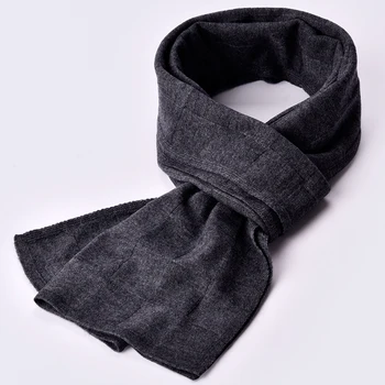 

Winter 100% Lamb Wool Scarf for Men Cashmere Solid Warm Echarpe Wraps Man's Pashmina Gentleman Foulard Black Real Wool Scarves