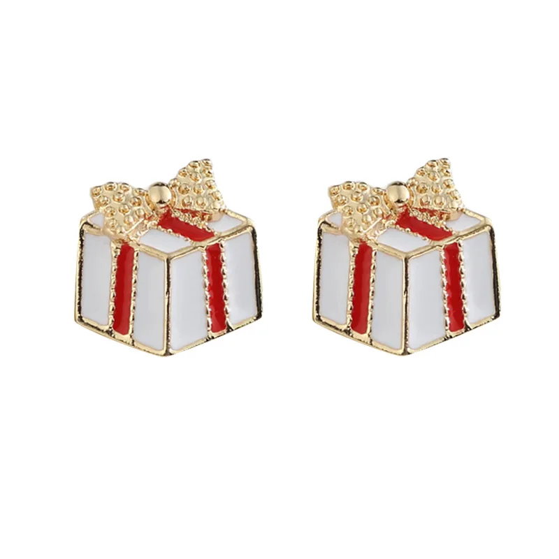 EDS серьги на Рождество милая Подарочная коробка гвоздики для женщин клипсы