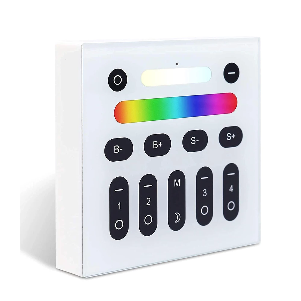 GLEDOPTO RGBCCT 2.4G RF Wall Switch Touch Dimmer Color Temperature Adjustable 4Zone Group Management 9 Modes Light Control Panel