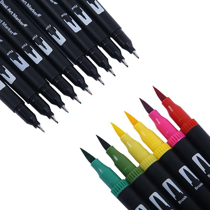 FineLiner Dual Tip Brush Art Markers Pen 12/48/72/100/120 Colors Watercolor  Pens For Drawing Painting Calligraphy Art Supplies