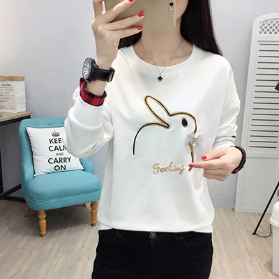Camisas Mujer, рубашка с длинным рукавом и бисером, женская одежда, футболка с вышивкой, женские зимние топы, Повседневная футболка размера плюс, женская футболка - Цвет: white