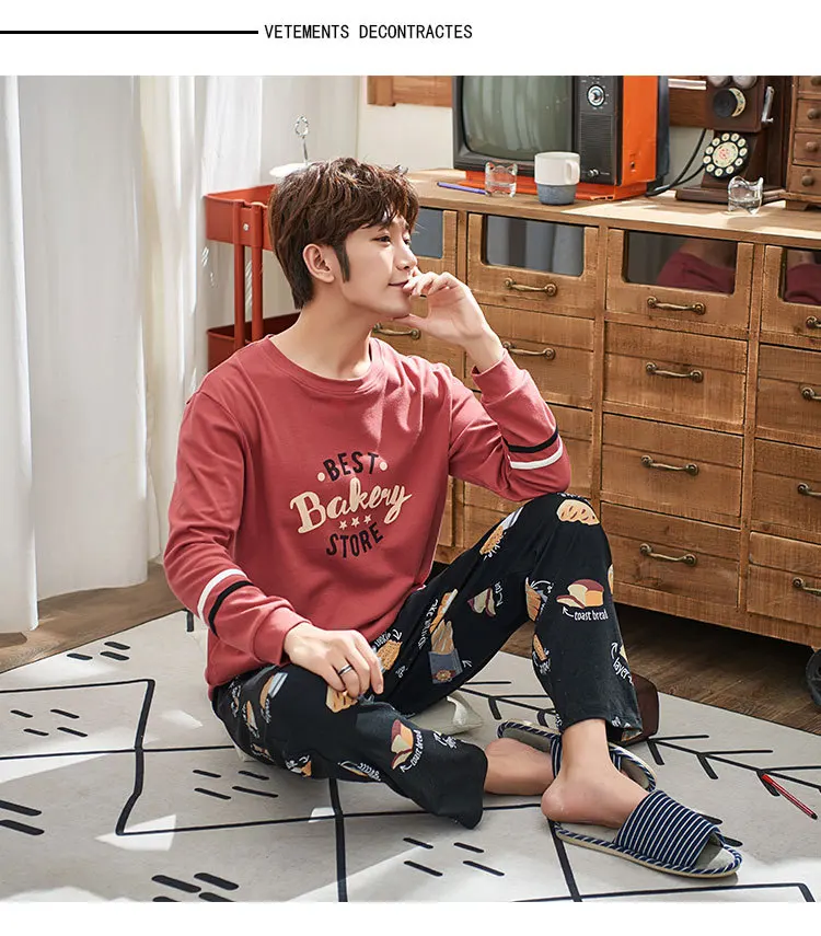 Spring And Autumn Men's 6535 Cotton Long Sleeve Trousers Korean-style Men Young And Middle-aged Thin Japanese Korean Home Wear T