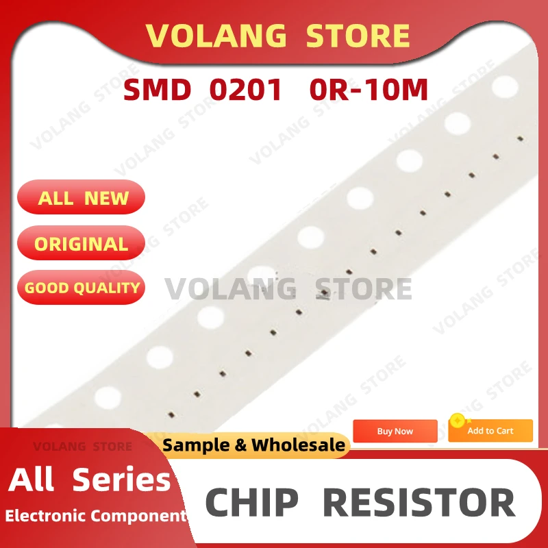 100PCS/LOTE 0201 SMD Resistor 0R 10M 1/20W 0 1 10 47 68 82 100 150