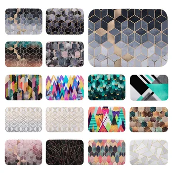 

Nordic Modern Geometric Cubes Lines Printed Indoor Doormat Kitchen Bathroom Door Mat Floor Mat Table Anti-slip Mat Rugs