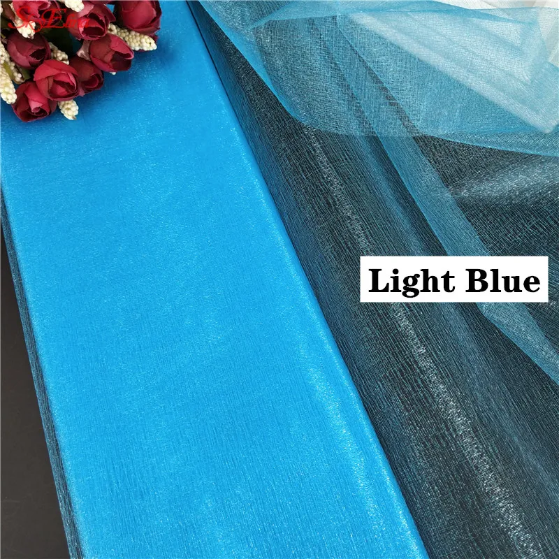 light blue 48 см* 10 м Хрустальная органза тюль рулон ткани для свадьбы, свадьбы, дня рождения ребенка душ Boda вечерние Принадлежности Декор настольная дорожка 5z - Цвет: light blue