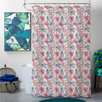 

Shower Curtains for Bathroom with Valance Baby,Cute Heroes Rabbits in Vivid Girls Kids Bunnies Spirals Stars Fun Theme,Pale Blue