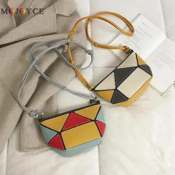 

New Fashion Hit Color Shoulder Bags Mini Size PU Leather Geometric Crossbody Bags for Women