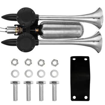 

Universal KKMOON 12V 24V 300DB Super Loud Dual Trumpet Air Horn Truck Air Horns Kit Speaker Trumpet for Car Van Boat Auto