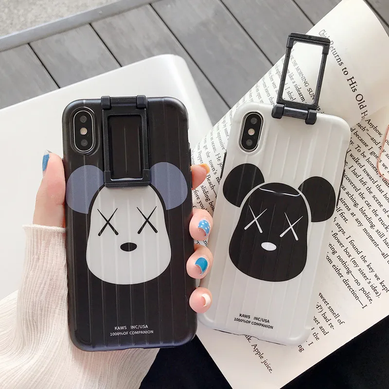 

Abmos Luxury Creative Gloomy Bear Phone Case For iPhone 11 Pro X XS MAX XR 6 7 8 Plus Trolley style Cover