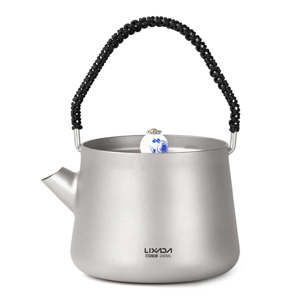 Lixada 240ml Mini Titanium Tea Pot Kettle Tableware with Mesh Tea