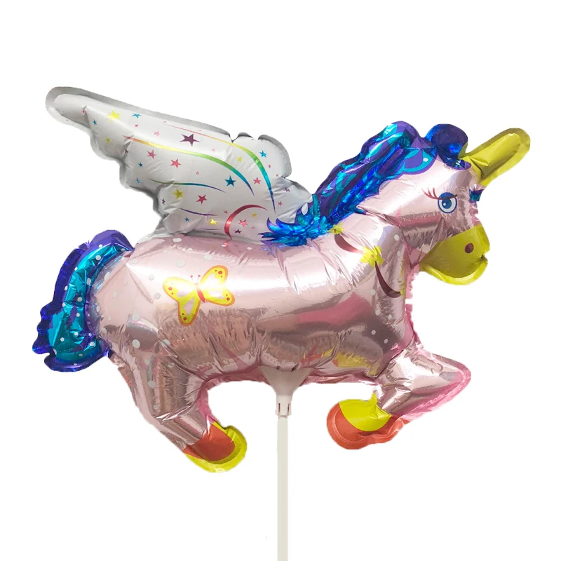 

4PCS Mini Pegasus Foil Balloon Hand Hold Balloons with Sticks with Cup Pegasus Globos For Kid Birthday Party Zoo Decorations (