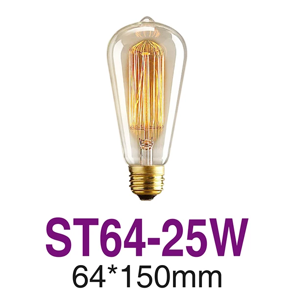 ST64-25W Ретро E27 металлический подвесной светильник держатель 1 метр винтажные лампы Эдисона основания люстра потолочный светильник светодиодный светильник для внутреннего декора ing - Цвет: ST64-25W