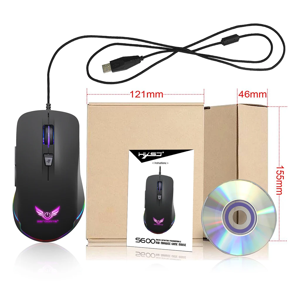 6-key gaming mouse computer notebook ergonomic wired professional adjustable macro programming RGB mause gamer computer mouse