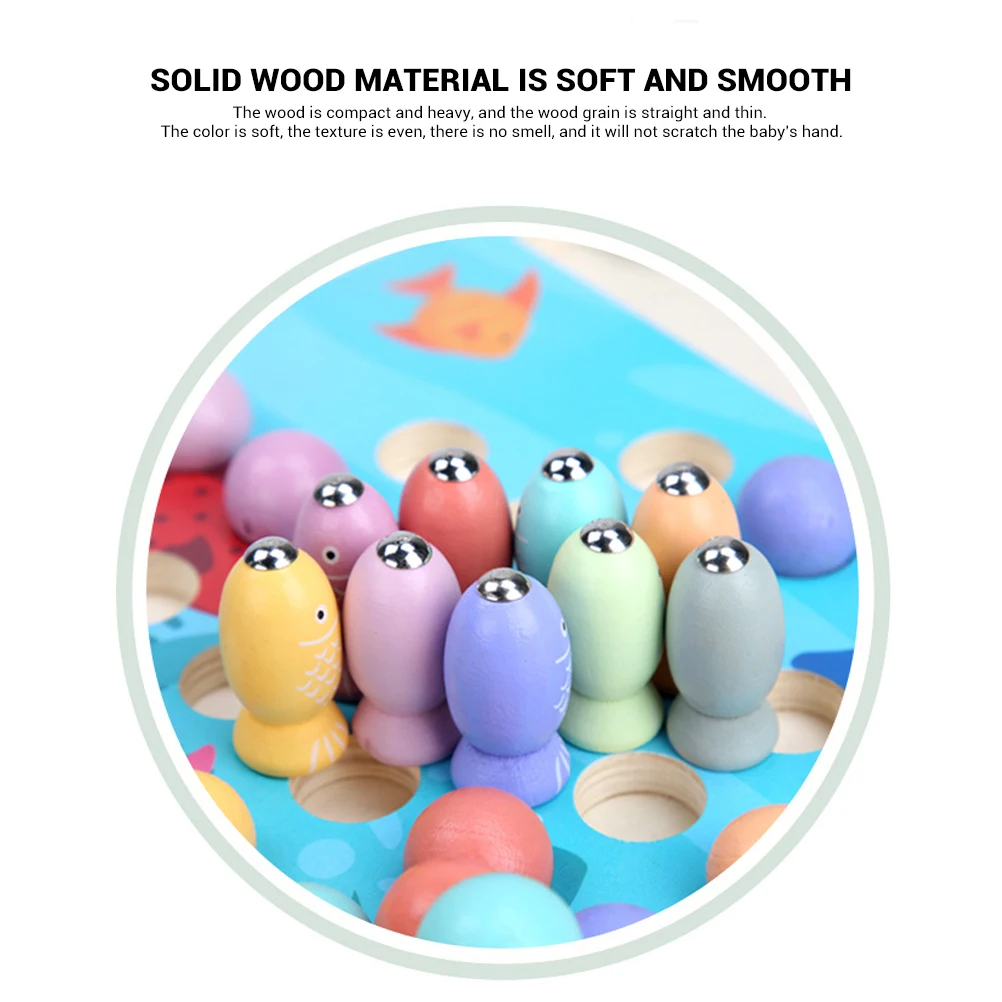 Children 3 In 1 Beaded Magnetic Fishing Toy Set Wooden Fishing Game Toy Kit Educational Toy Outdoor Funny Boys Girl Gifts#40
