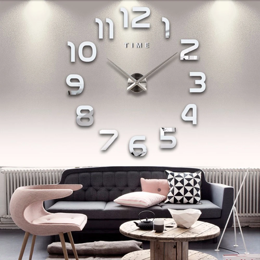 Большие цифровые настенные часы современный дизайн бесшумные кварцевые акриловые самоклеющиеся настенные стикеры 3D DIY часы для декора гостиной