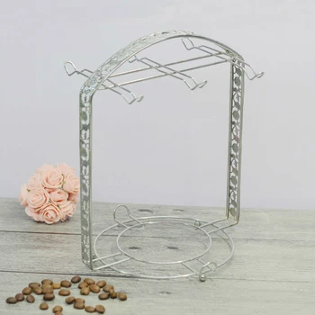 

Silver Plating Coffee Cup Hob Cup Dish Rack Can Hang Most 6 Cups and Saucers Metal Stand Holder