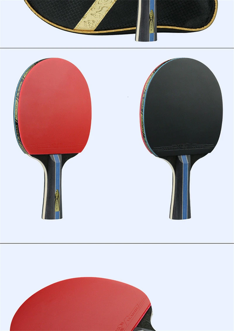 Huieson 7 Ply Pure Wood Table Tennis Racket Double Face Pimples-in Sticky Rubber Ping Pong Paddle Bat for New Learners (6)