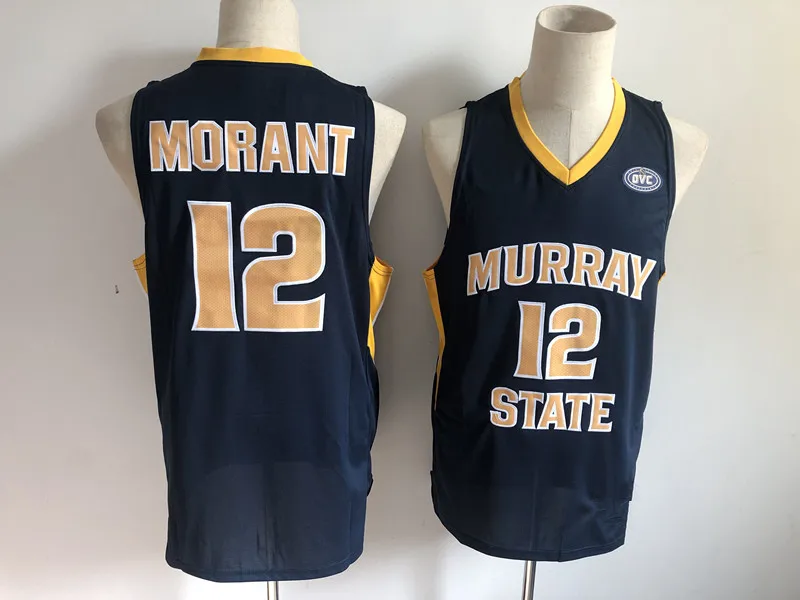 

high quality 12 Ja Morant Murray State Racers Retro throwback Basketball Jersey Embroidery Stitched